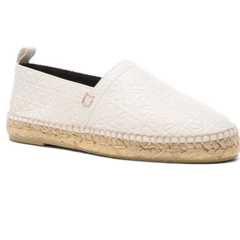 Authentic Loewe ‘Anagram’ ~ ‘All Over Repeat’ Espadrilles ~in Ivory/White Canvas